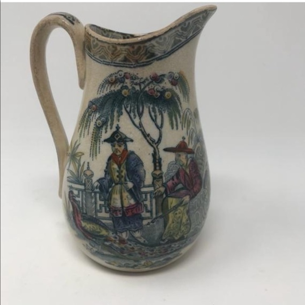 Antique Earthenware Chusan Pottery Pitcher